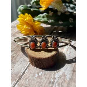 Lee Shorty Coral & Sterling <b>Silver</b> Fashion <b>Cuff</b> <b>Bracelet</b> Elegant Shorty Design with Coral & <b>Silver</b> Accents - Product Image 1