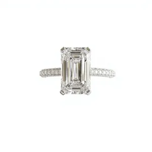 Anillo de Compromiso con Diamante Cultivado en Laboratorio, Corte Esmeralda, F VVS2, Certificado IGI, Oro de 18K, Estilo Clásico para Mujer, Anillo de Boda - Product Image 1