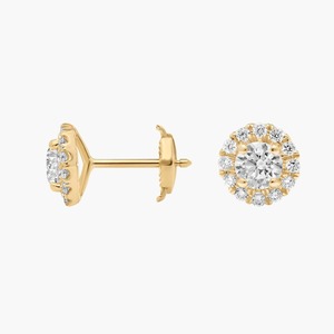 Pendientes de Diamantes Cultivados en Laboratorio con Corte Redondo Halo, 1.00 Ct, Oro Sólido de 14K, para Ocasiones Especiales y Fiestas - Product Image 2