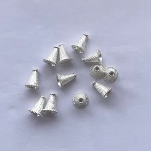 12mm 925 כסף סטרלינג קסם פעמון קונוס כובעי מחברים חרוזים בעבודת יד זהב חרוז ממצאי DIY Spacer תכשיטי תכשיטי הסוף ביצוע