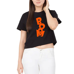 T-shirt d'été pour femmes Crop Top Wholesale Tshirt Summer Polyester Cotton Club Fit Sexy Outfit Women Crop Top T-shirt - Product Image 6