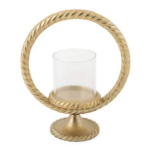 Bougeoir à base métallique en tube de verre de meilleure qualité, design unique, fait à la main, finition dorée, éclairage décoratif, coupe-vent - Product Image 2