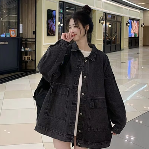 2025 Denim veste pour femmes printemps automne hiver nouveau polyvalent ample BF Style bouton à la mode veste haut tendance - Product Image 6