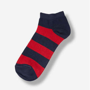 Chaussettes courtes pour hommes MS140, taille unique, bleu marine/rouge, pour usage quotidien - Product Image 1