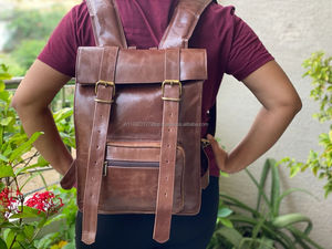 หนังแพะจริงม้วนบนหนังวินเทจ11*15นิ้วกระเป๋าเป้สะพายหลัง - Product Image 2