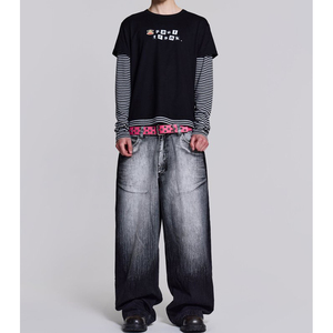 Nouveau style T-shirt double couche surdimensionné unisexe à manches longues T-shirt double couche à manches longues pour hommes - Product Image 3