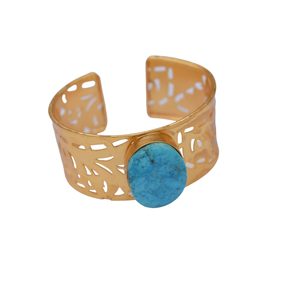 Latest Collection Trendy Design High Quality Gold-platted Matte Stone Cuff Bangle and <b>Bracelet</b> Jewelry for <b>Girls</b> and Women - Product Image 2