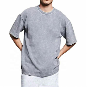 2025 nuevo estilo personalizado lavado ácido camisetas Vintage algodón hombres camiseta desgastada rasgada lavado negro camisetas para hombre - Product Image 2