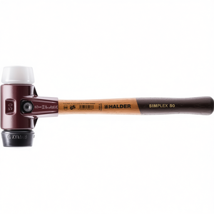 Marteau à percussion SIMPLEX 350 mm à tête souple de 50 mm en bois/caoutchouc de dureté moyenne, noir/blanc superplastique HALDER - Product Image 3