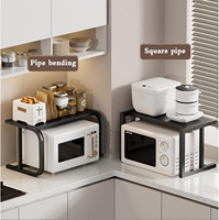 Soporte para horno microondas negro mate, 2 niveles, vajilla, mostrador, estantes de almacenamiento, ahorra espacio para el hogar, Hotel, restaurante