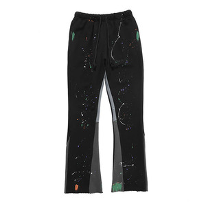 Logotipo personalizado bordado de los hombres de impresión dobladillo recortado acampanado pantalones de chándal cómodo transpirable característica Flare Joggers - Product Image 4