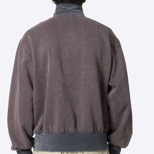 Unisex Vintage Washed Grey 100% Cotton <b>Fleece</b> <b>Quarter</b> <b>Zip</b> Windproof Eco-Friendly Sweatshirt Custom Pullover Turtleneck - Product Image 4