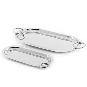 Plateau de service en aluminium de forme carrée argenté au design élégant, plateau de service en métal de haute qualité au prix le plus bas - Product Image 4