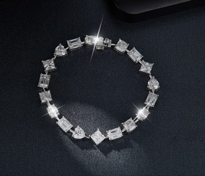 Princess Oval Emerald and Heart Shaped Alternatives Moissanite Diamond Women Bracelet Trendy Design Gift for <b>GirlFriend</b> - Product Image 2