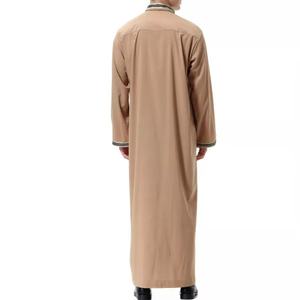 Caftan arabe islamique pour hommes demi-fermeture éclair col montant manches longues thobe musulman tenue décontractée confortable robe musulmane - Product Image 4