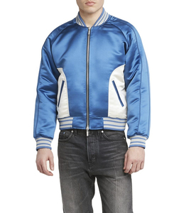 Meilleure vente Veste en satin brodée de couleur unie pour collège pour hommes à la mode Service OEM Veste universitaire décontractée pour hommes - Product Image 5