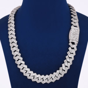 Haute qualité Buss Dowm 18mm 925 argent 3 rangées laboratoire cultivé diamant glacé cubain lien chaîne collier ensemble - Product Image 4