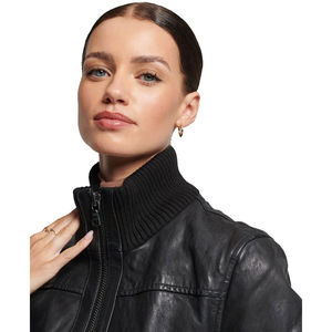 แจ็กเก็ตหนัง PU สำหรับผู้หญิงเสื้อครอปแบบลำลองใหม่สำหรับมอเตอร์ไซค์ - Product Image 4