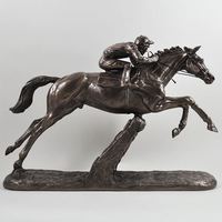 Pièce maîtresse de cheval et de cavalier en bronze sculpté Sculpture décorative de cheval coulé Objet de vaisselle avec base antidérapante