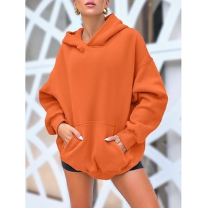 Wholesale Price Of Women's 100% Cotton Long Sleeve Round Neck Shoulder Slope Solid Comfortable Pullover Hoodie From Bangladesh - Product Image 2