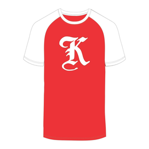 T-Shirt Premium in Cotone con Maniche Raglan e Ricamo in Ciniglia Rossa 'Kappa Alpha Psi' in Stile Old English, Fraternità Greca Nupe 1911 - Product Image 3