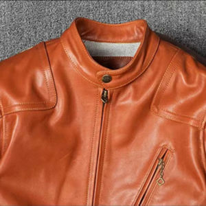 แจ็กเก็ตหนังผู้ชายแบบลำลองกันลมมีปกสองชั้นดีไซน์ใหม่ - Product Image 5