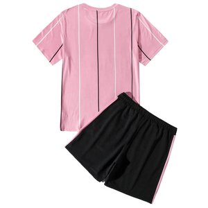 <b>Men's</b> Striped Print <b>T</b>-<b>Shirt</b> <b>Shorts</b> <b>Set</b> Custom Unisex Sweatsuits <b>Mens</b> Summer Tracksuit Two Piece Streetwear <b>Short</b> <b>Sets</b> OEM - Product Image 2