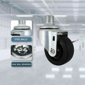 CCE Roue à Roulettes en Acier Robuste de 3 Pouces avec Tige Filetée et Frein, Alésage de Pint TPR - Product Image 4