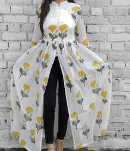 High Quality Floral Mandarin <b>Cape</b> Indian Fashion Styling Quality Kurti and Pants From Indian Manufacturer - Product Image 4