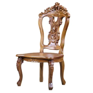 Beautiful Stunning European Style Handmade Carved Teak Dining Chair for Restaurant and Dining Room