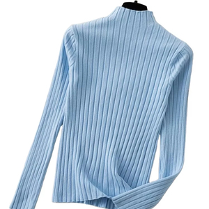 Suéter acanalado de punto para mujer, jerséis de otoño e invierno, cuello alto, manga larga, ajustado, suave, básico, sólido, suéteres para mujer, ropa de calle, Tops - Product Image 5