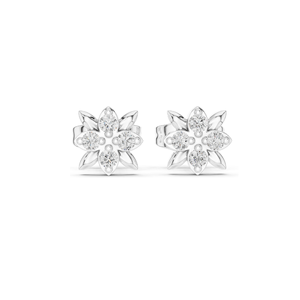 Boucles d'oreilles clous en diamant de laboratoire floral, clarté VVS-VS EF, or 18 carats, 14 carats, 10 carats et argent 925, or rose, or jaune, or blanc - Product Image 2