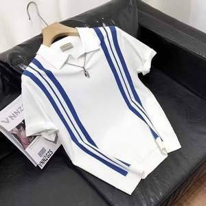 2025 verano hombres Slim Fit Casual manga corta algodón para Polo camisa ecológica rayas Color bloqueo transpirable liso teñido - Product Image 1