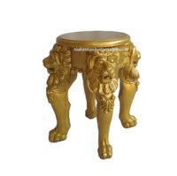 Table d'appoint élégante et luxueuse en bois massif d'acajou et MDF, style baroque français antique, avec tête de lion sculptée, meubles pour la maison