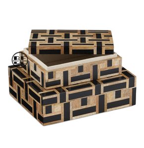 กล่องเก็บเครื่องประดับทำจากไม้เรซินแบบฝังลายไม้ทำด้วยมือของอินเดียโดยตรง - Product Image 1