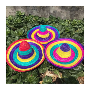 Sombrero de ola de hoja de palma Fábrica tradicional Cantidad a granel Sombrero de paja de borde azul grande Sombrero con logotipo personalizado/Sombrero de bambú artesanal - Product Image 2