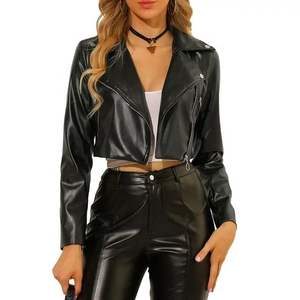 Chaquetas de motorista de bajo precio al por mayor de piel de cordero auténtica para mujer, chaqueta de cuero a la moda para mujer, chaqueta de cuero de invierno - Product Image 3