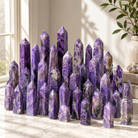 Tour de Charoïte, pointe de cristal violet naturel polie, ornement en pierre pour la maison, le bureau et la présentation aux collectionneurs
