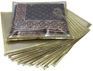 Forniture per matrimoni fatte a mano indiane borse per la copertura del sari d'oro borsa per la conservazione dei vestiti in tessuto di plastica di sicurezza per matrimoni e regali