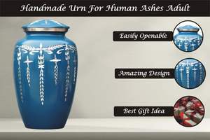 Adult Cremation Urns for Male/Female Funeral Urn for Human Ashes Decorative Urns for Ashes Large <b>Keepsake</b> <b>Box</b> (Firozi ) - Product Image 6