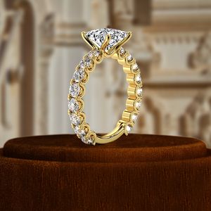 แหวนหมั้นเพชรเพาะเลี้ยง 1 กะรัต รับรองโดย IGI แหวนครบรอบแต่งงาน แหวนแต่งงานทรงเจ้าหญิงประดับเพชรแบบ Pave แหวนทองคำขาว 14k - Product Image 5