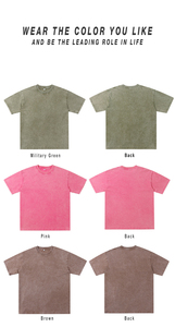 T-shirt Unisexe 230g Style Américain | Tee-shirt Lavé et Vieilli Vintage | Coton Manches Courtes Coupe Ample Personnalisable Streetwear - Product Image 4