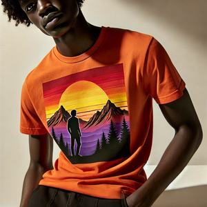 T-shirts pour hommes en coton 100% polyester, coupe classique, logo de marque imprimé, Ringers, légers, vierges, anti-boulochage, fabrication sur mesure - Product Image 1