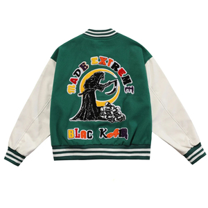 Créez Votre Propre Patch Brodé Personnalisé en Chenille, Lettre Réversible, Col Montant en Cuir Véritable, Respirant, Hiver, Style Universitaire - Product Image 4