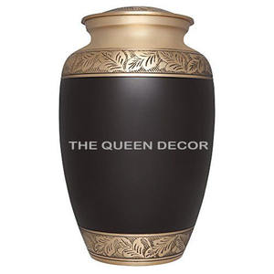 Royal Golden Green Flowers Adult Human Funeral Cenizas Urnas de cremación Estilo Europeo Americano Memorial Metal Latón Decorativo - Product Image 6