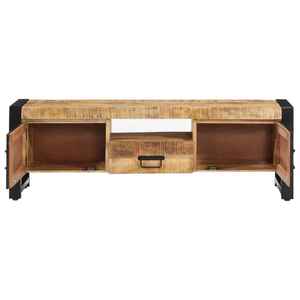 Solid Mango Wood Industrial Handmade <b>TV</b> Unit with Storage and Metal Doors for Hotel Apartment Bedroom - Product Image 3