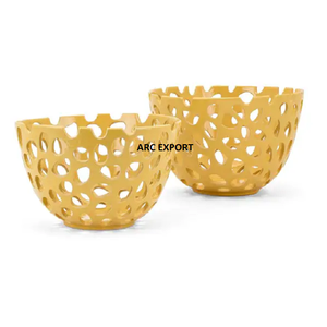 Bols décoratifs de table de différentes tailles couleur or au design simple Fournisseurs de gros Bols de service de fruits à prix raisonnable - Product Image 1