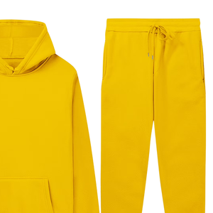 Conjunto Deportivo de Sudadera con Capucha Amarilla y Pantalones Jogger para Hombre y Mujer, Ropa Deportiva Casual de Invierno, Venta al Por Mayor de Fábrica, Logotipo Personalizado OEM - Product Image 5