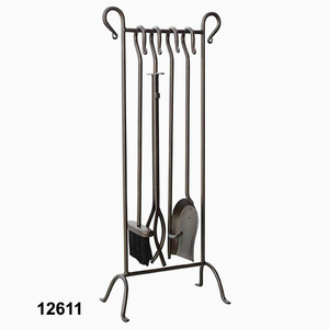 Juego de herramientas de chimenea con mango retorcido forjado a mano, juego de fuego de metal resistente con póker, pala, cepillo, soporte para interiores y exteriores - Product Image 6