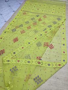 Exclusif Qualité Export Deshi Dhakai Jamdani Sharee pour Femme JAMDANI FABRIC Bleu ROUGE VERT Doré Bleu Ciel du Bangladesh - Product Image 2